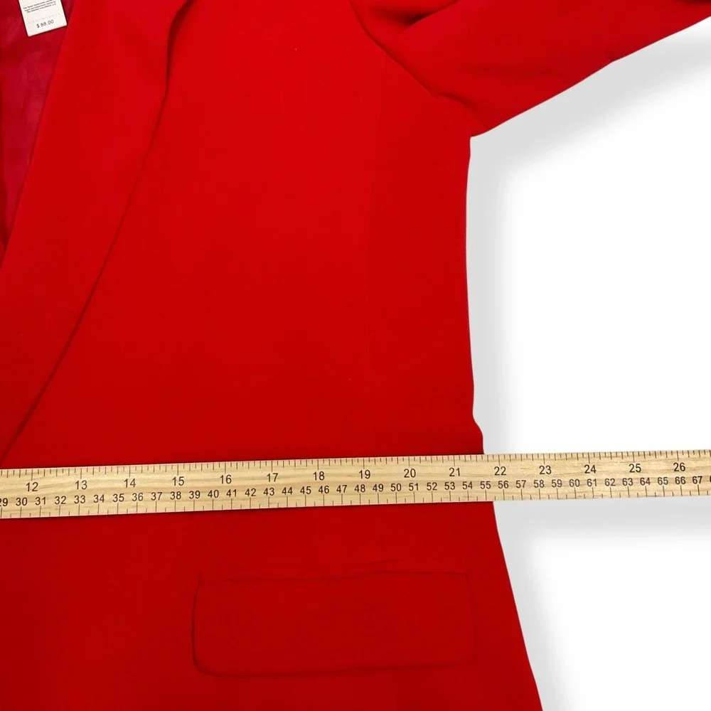 Tahari Blazer Women XL Red Long Sleeve Open‎ Front Lined Roll Tab Notch NWT